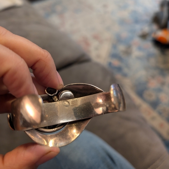 Unique Handmade ALL Silver With Gems Cuff bracelet - Picture 2 of 9